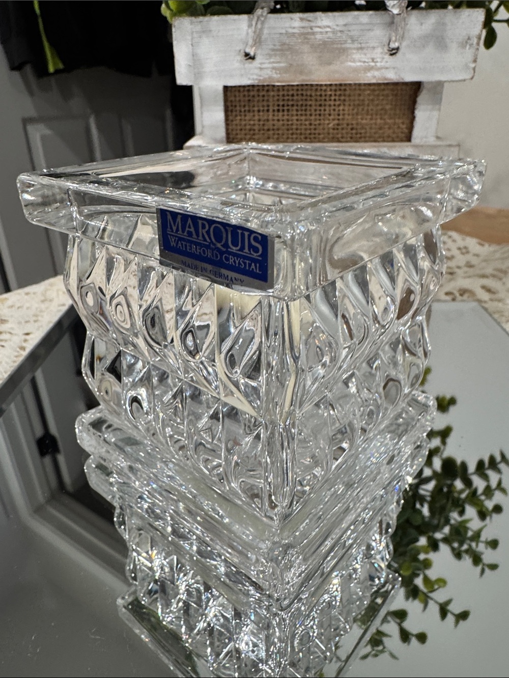 Waterford Crystal Clear Marquis Square Votive VTG EUC - Picture 2 of 12